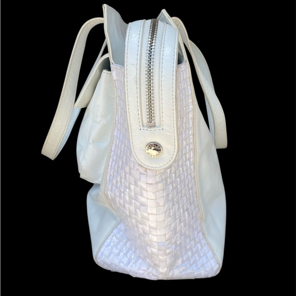 Badgley Mischka Helena Raffia Shine Smooth Leather Tote - Picture 3 of 8